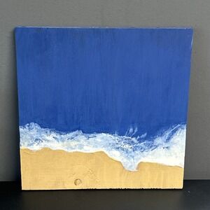 Hand Painted Acrylic Painting On Reclaimed Wood Ocean Breeze 12 X 12 Beach Decor